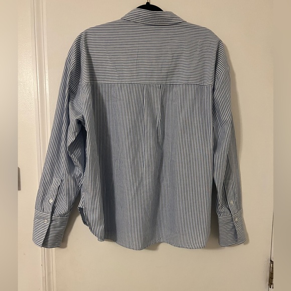 beachlunchlounge Women's Blue and White Striped Button Down Shirt size L - Picture 6 of 7